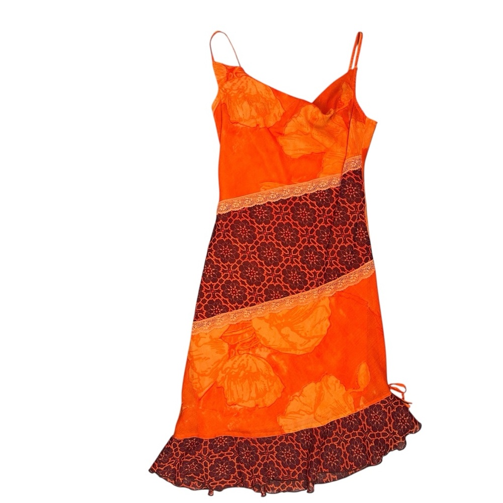 Speed Limit NYC Orange patterned Slip Dress